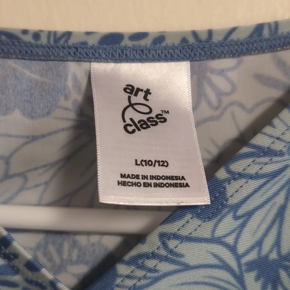Art Class Girls‎ Blue Floral Swim Top Size Large